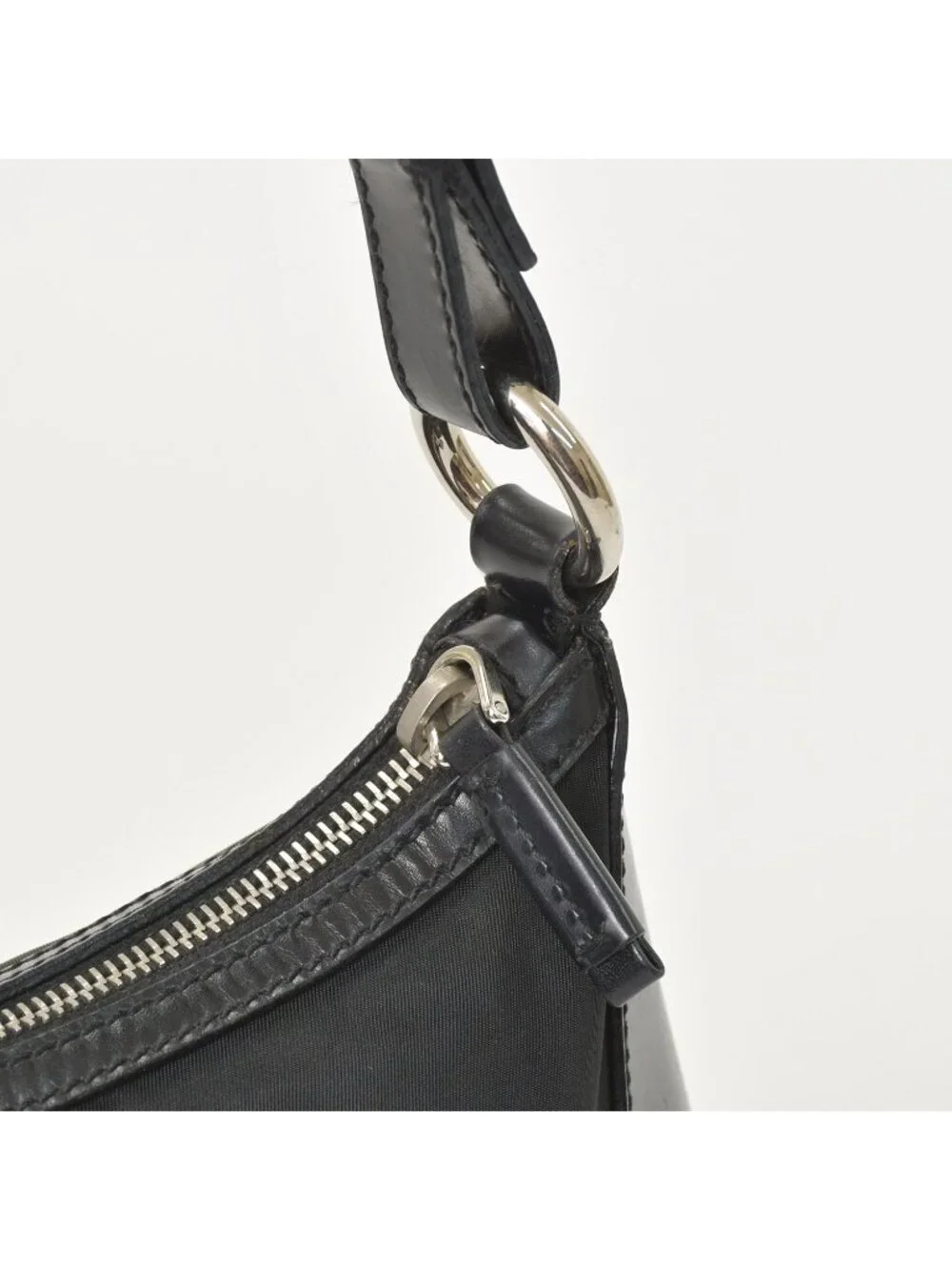 Prada Bag Triangle Logo Nylon Black Silver